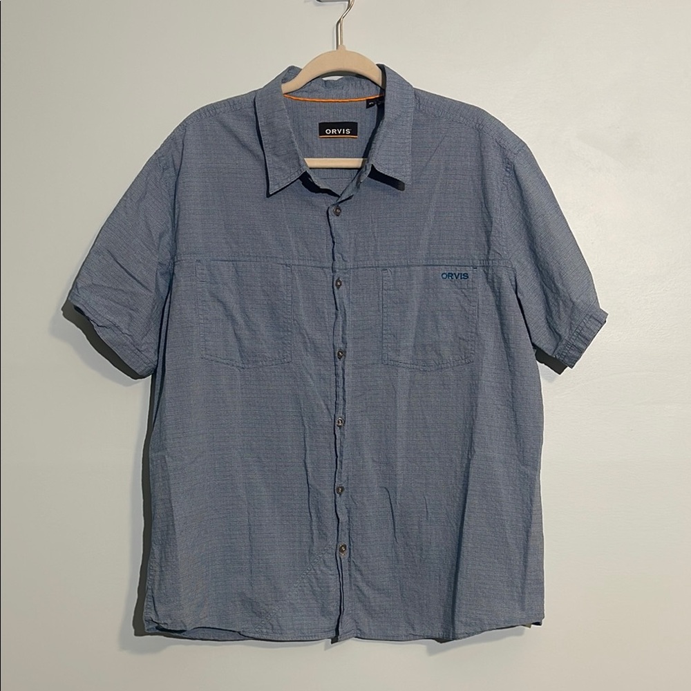 Orvis Blue Plaid Check Lightweight Fishing Outdoor Shirt Men’s XL Short Sleeves